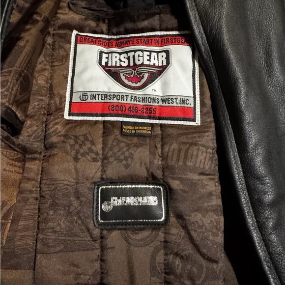 First Gear S Pilot Black Leather Jacket With Thermoliner Size 44 Motorcycle - Picture 13 of 14